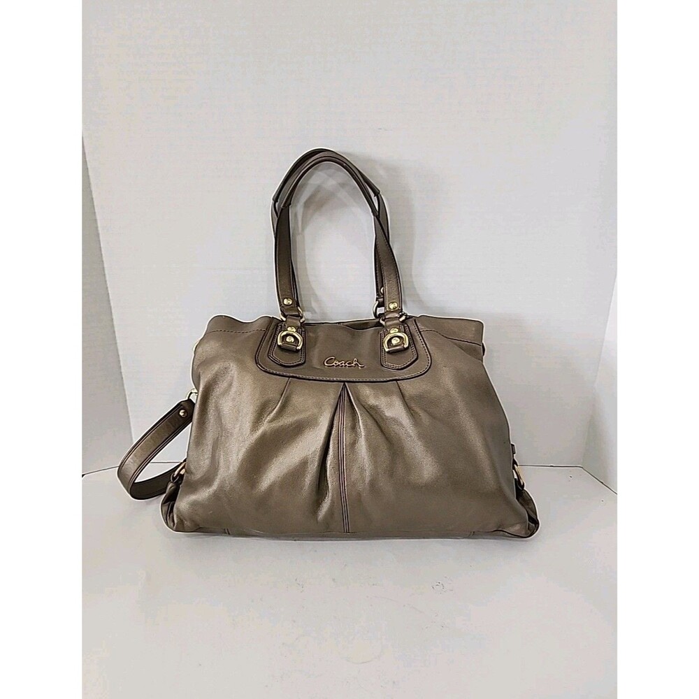 Coach Ashley Metallic Bronze Gold Convertible Shoulder Purse Satchel C1282-F1553